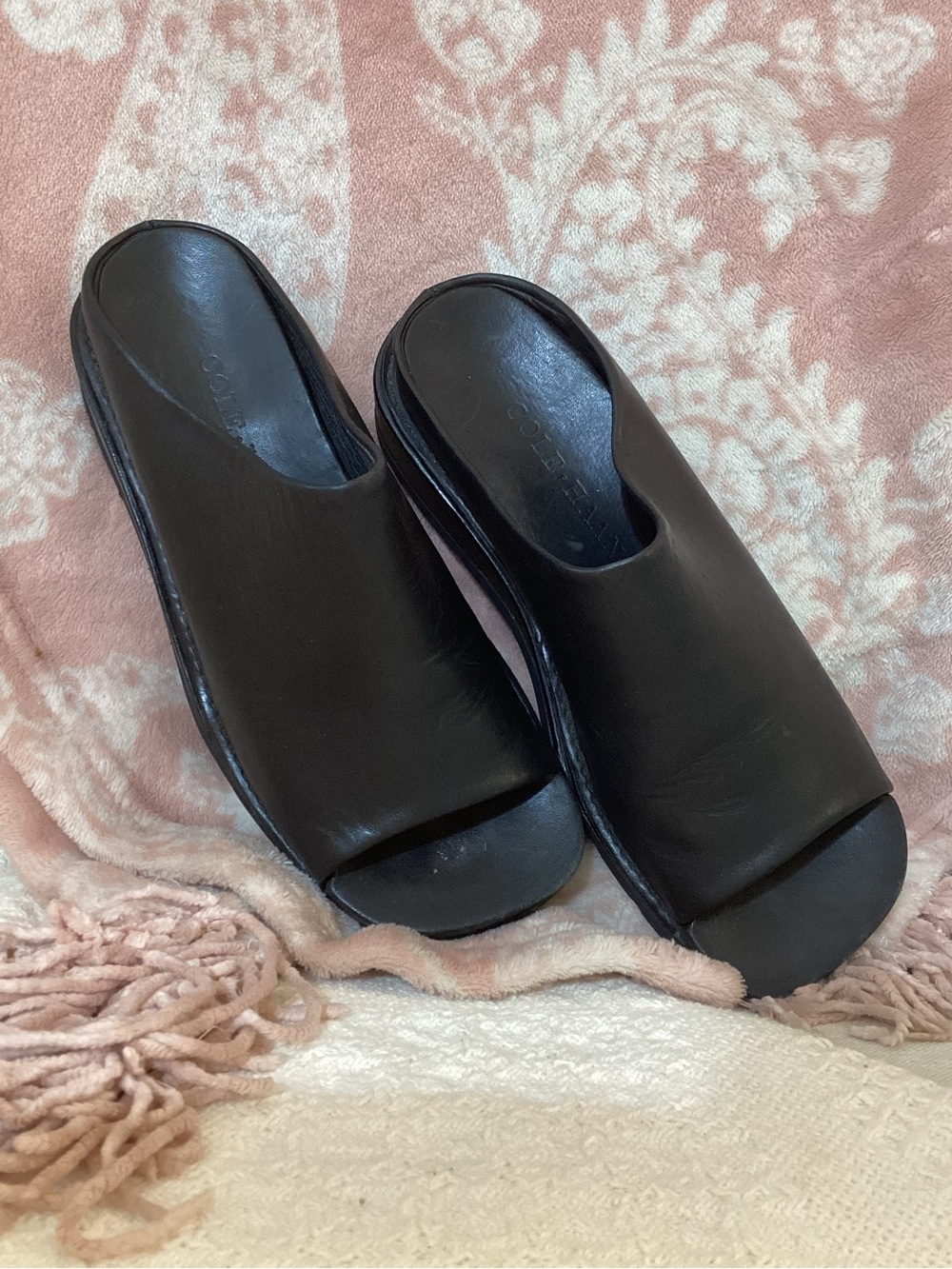 Cole Haan Women's Black Open-Toe Slide Sandals